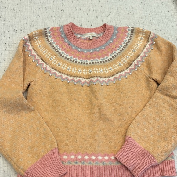 Loveshackfancy Pearl Embellished Sweater Size Large - Picture 2 of 6